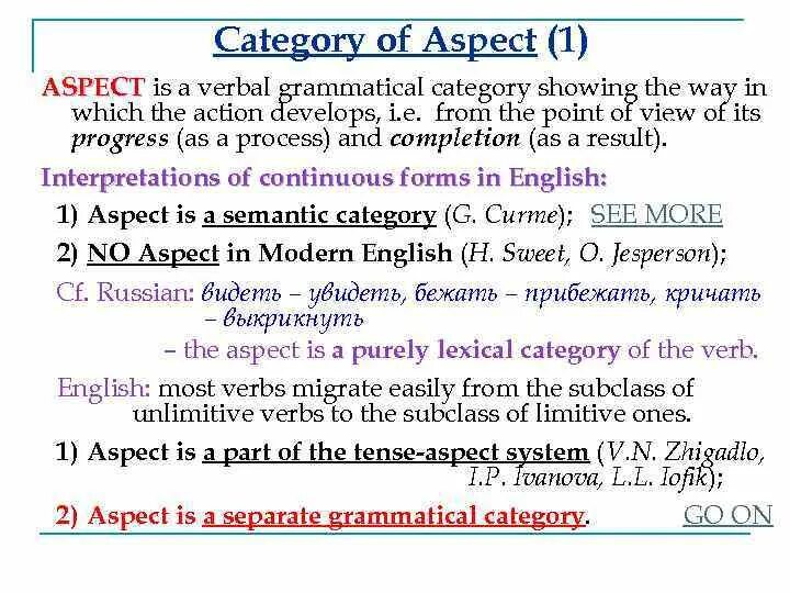 The verb lecture. Category of aspect. the category of aspect of the verb. aspect in english. grammatical category of aspect in english.