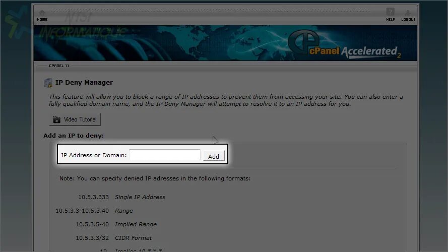 Deny allow. Deny IP host. Access is fully blocked. In CPANEL Security no SSL. Denied device.