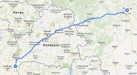 Смоленск брест расстояние на машине