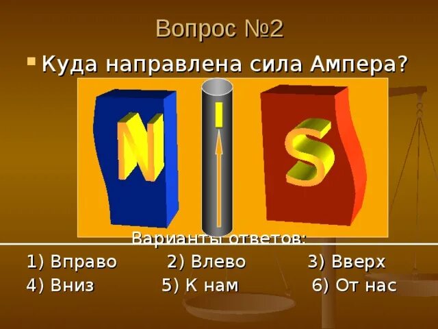 Ответь вправо. Вправо или влево будет направлена сила Ампера. Куда направлена сила Ампера от нас. Куда направлена сила Ампера вверх влево. Направление силы Ампера вниз вверх вправо влево.