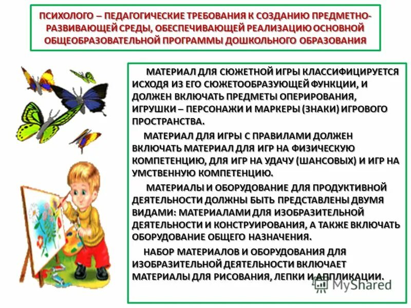 Требование к созданию предметно развивающей среды. Психолого-педагогические требования к предметно-развивающей среде. Педагогические требования к игре. Педагогические требования к созданию. Требование игра педагогика.