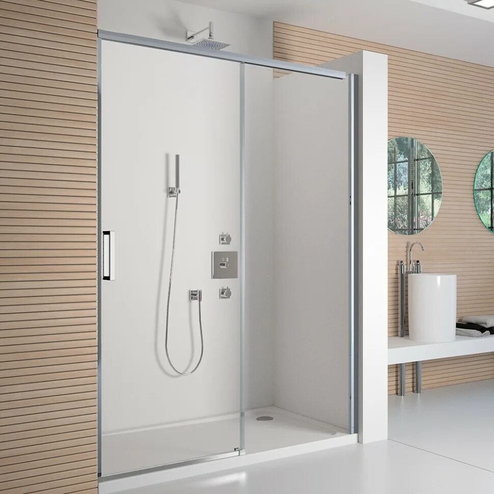 Откатная стеклянная душевая. Душевая дверь на 1200 мм. Shower door