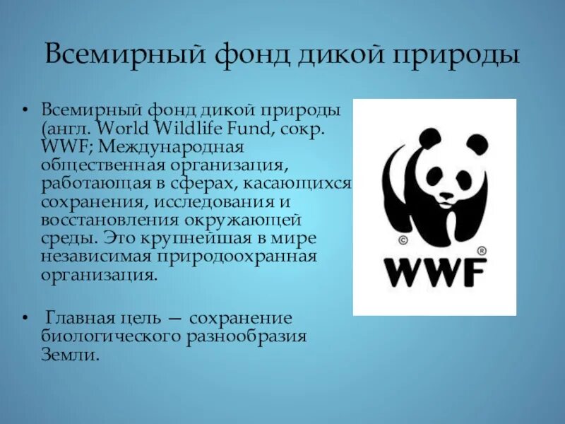 Международный всемирный фонд. ВВФ Всемирный фонд дикой природы. Всемирный фонд дикой природы структура организации. Международные экологические организации WWF. Эмблема WWF Всемирного фонда дикой природы России.