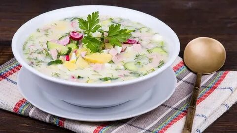 Окрошка на кефире с мясом