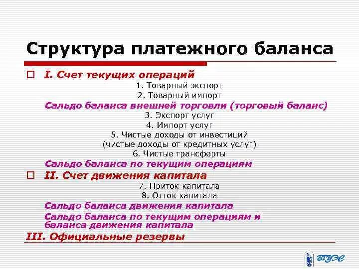 Структура платежного баланса. Структура платежного баланса страны. Платежный баланс страны и его структура. Составные элементы платежного баланса. Расчет текущих операций