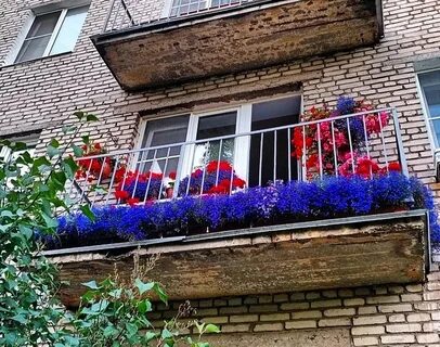 Букет цветов на балконе