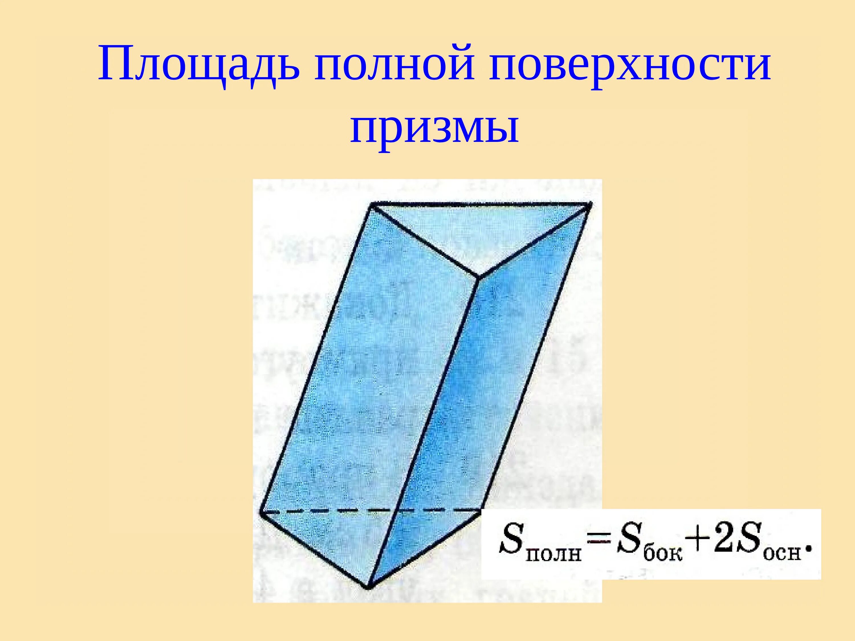 Призма площадь поверхности Призмы. Призма площадь полной поверхности Призмы. Площадь поверхности при. Площадь поверхности полноц Призмы. S полное призмы