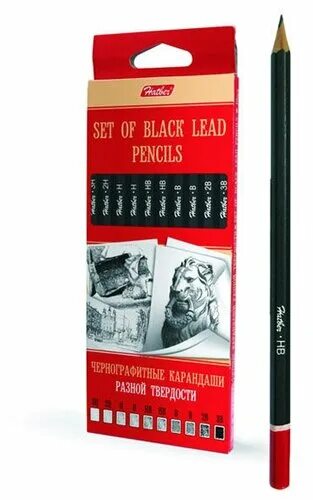 Koh-i- noor 1500h. Карандаш чернографитный красин "конструктор". Простые карандаши разной твердости. Карандаш чернографитный набор хатбер (3h,2h,h,hb,3b,2b,3b) 10 шт. Lyra набор чернографитных карандашей.
