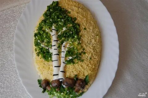 Салат белая береза с курицей и яблоком