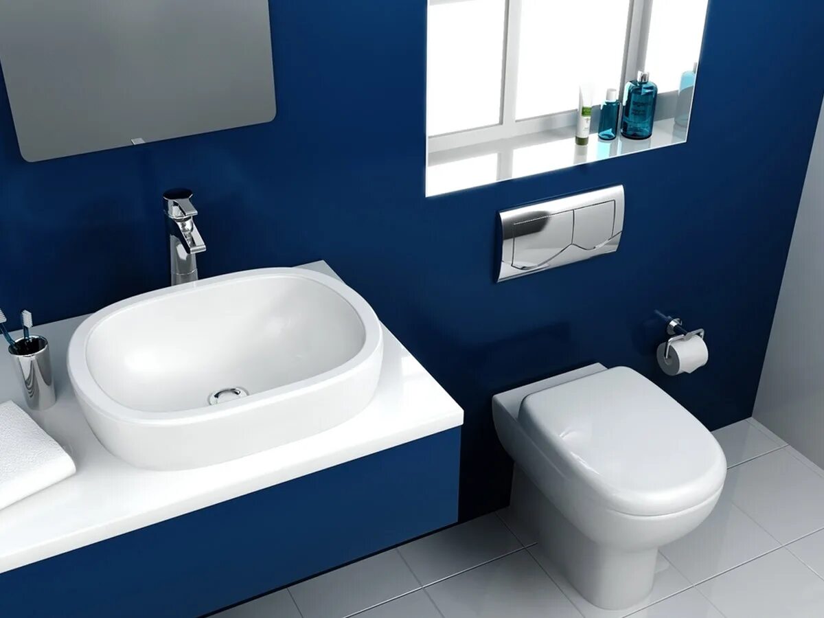 плитка стелла керлайф в интерьере. бело синяя ванная комната. интерьер ванной комнаты. туалет в синем цвете. синий санузел.