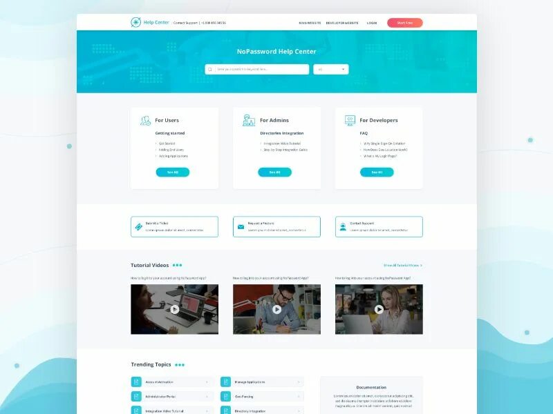 UI UX дизайн. Help Center. Page centered