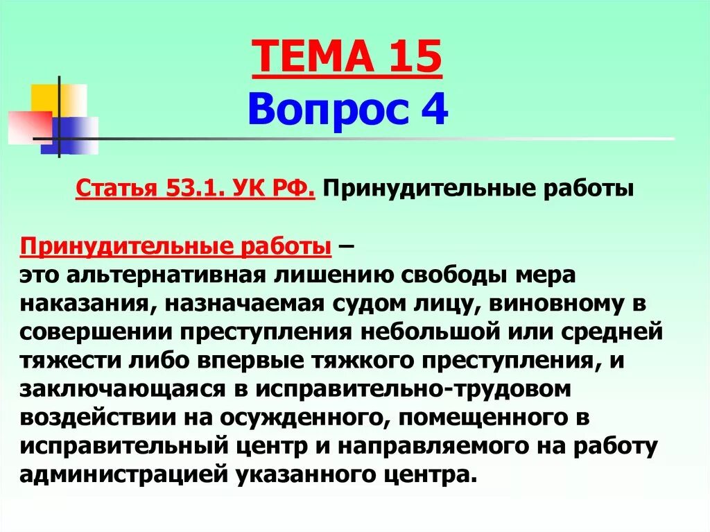 Мера наказания принудительные работы