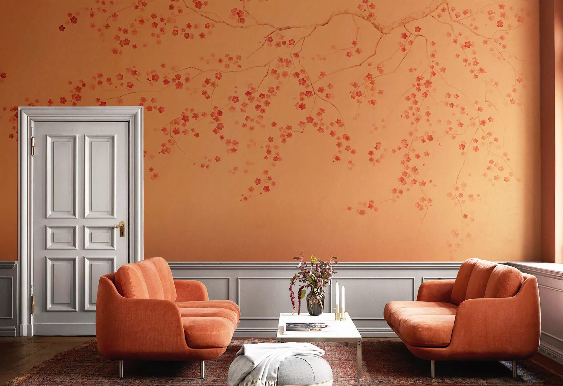 фотообои цветы. обои ручной работы. обои ручной работы. 01. обои с ручной росписью.