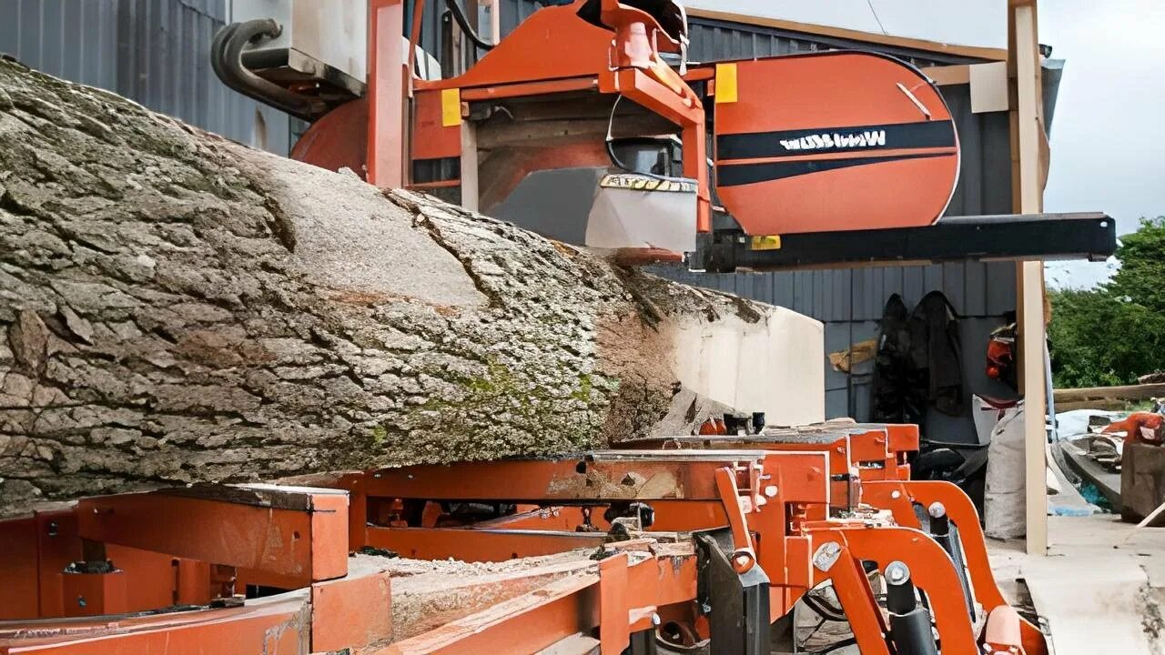 Пилорама обои. Машина для распила деревьев красивое фото. Wood processing. Территория производства.