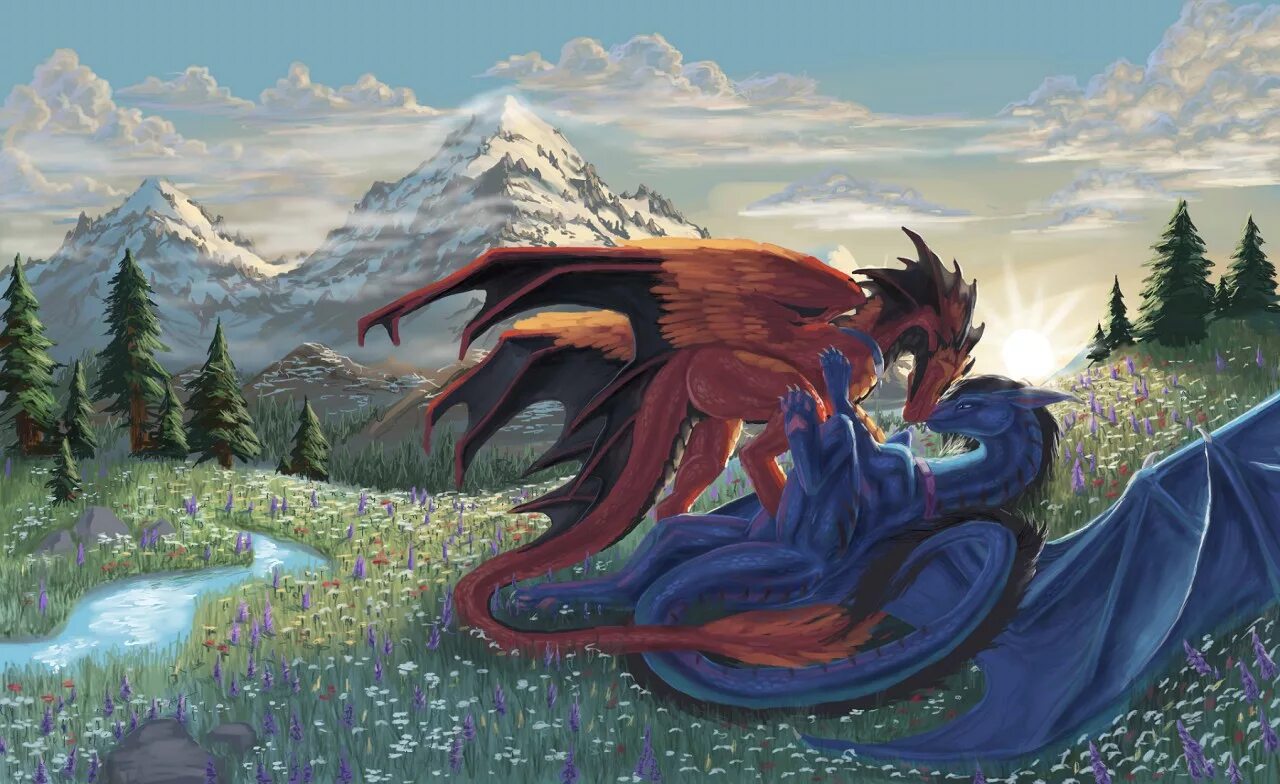 дракон целует. красивый дракон. драконы и их пары. дракон арт. два дракона.