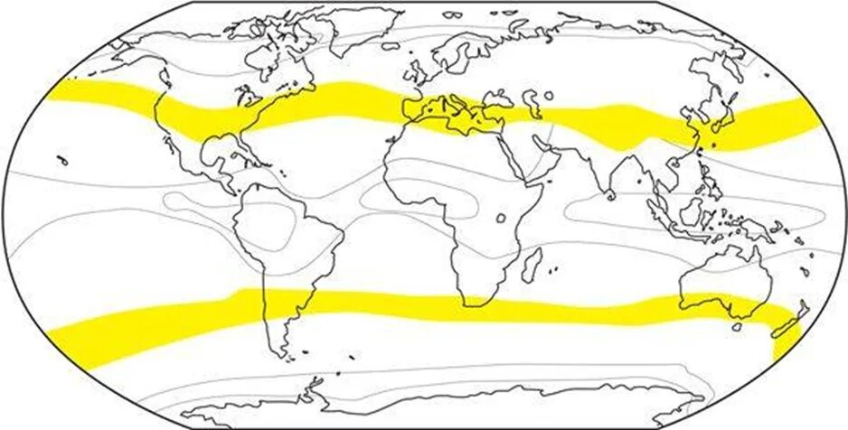 Карта поясов тропики субтропики.
