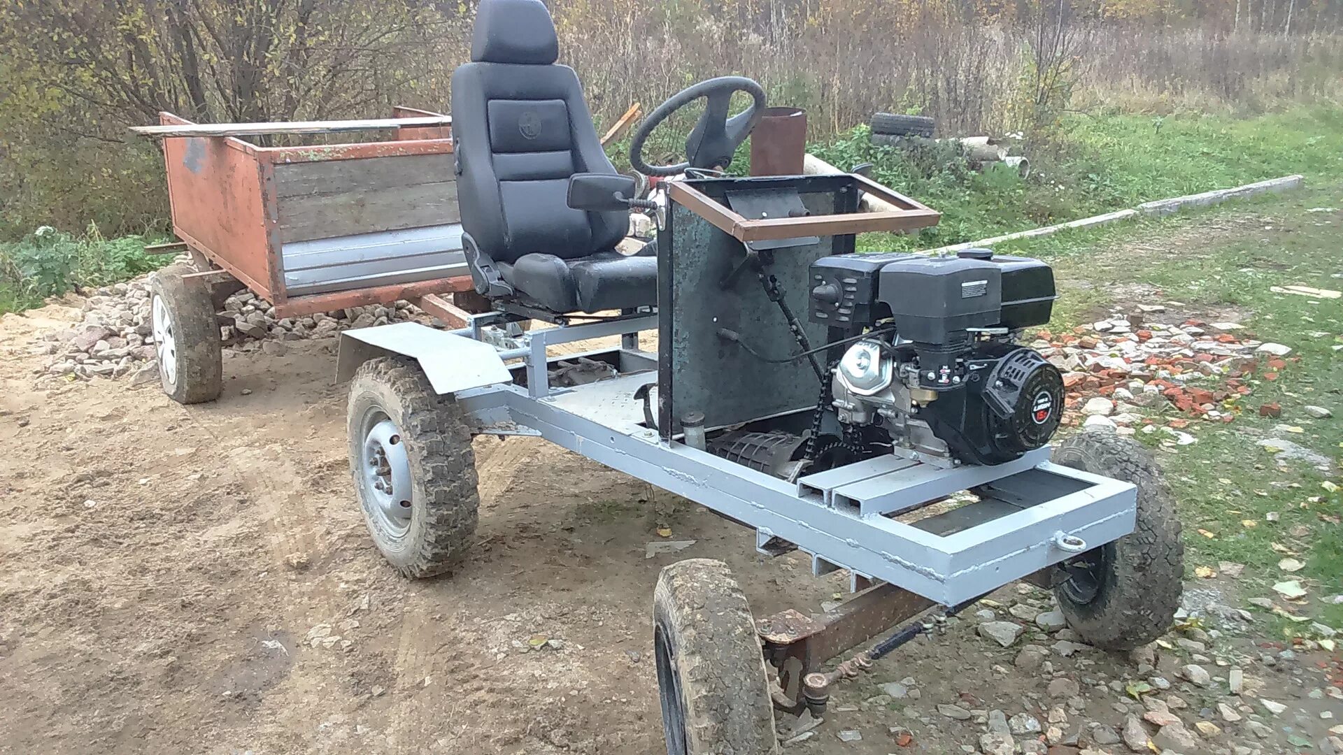 МИНИТРАКТОР своими руками - обзор Homemade tractor, Tractor idea, Lawn mower tra