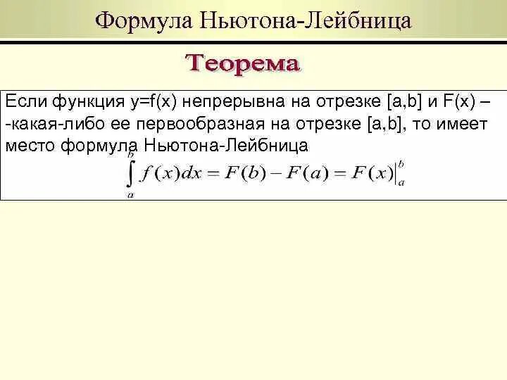 Функция непрерывна на отрезке если. Основная теорема интегрального исчисления формула Ньютона-Лейбница. Формула Ньютона-Лейбница доказательство. Непрерывная на отрезке a b функция. Формула Ньютона Лейбница производная.