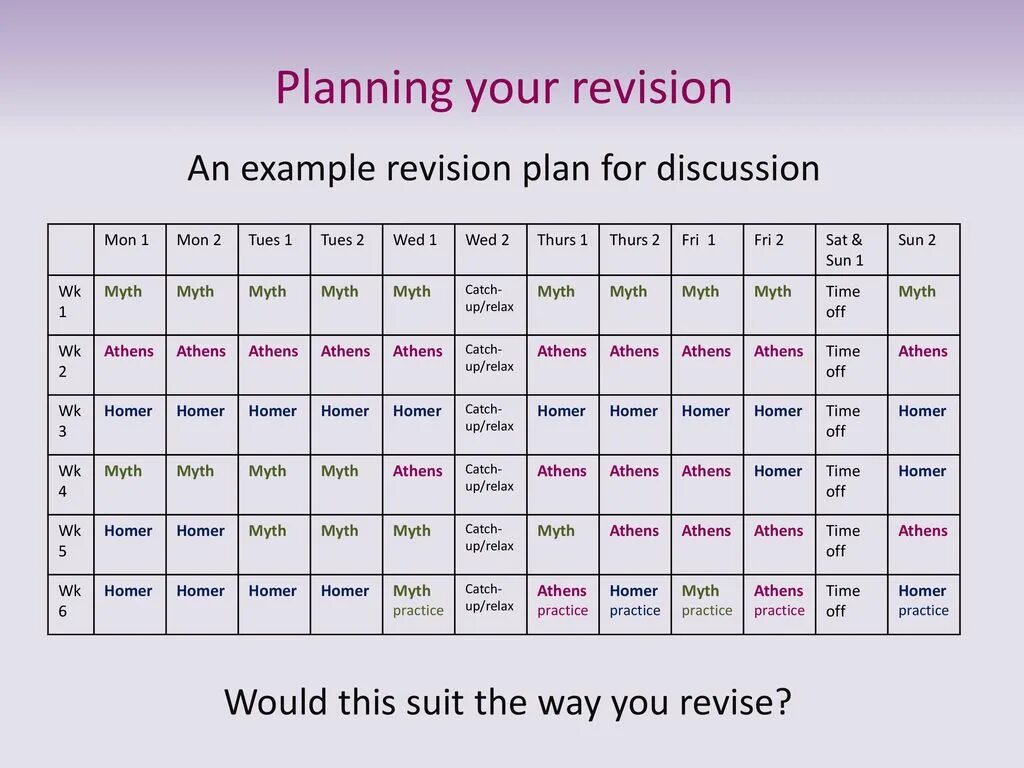 Revision plan