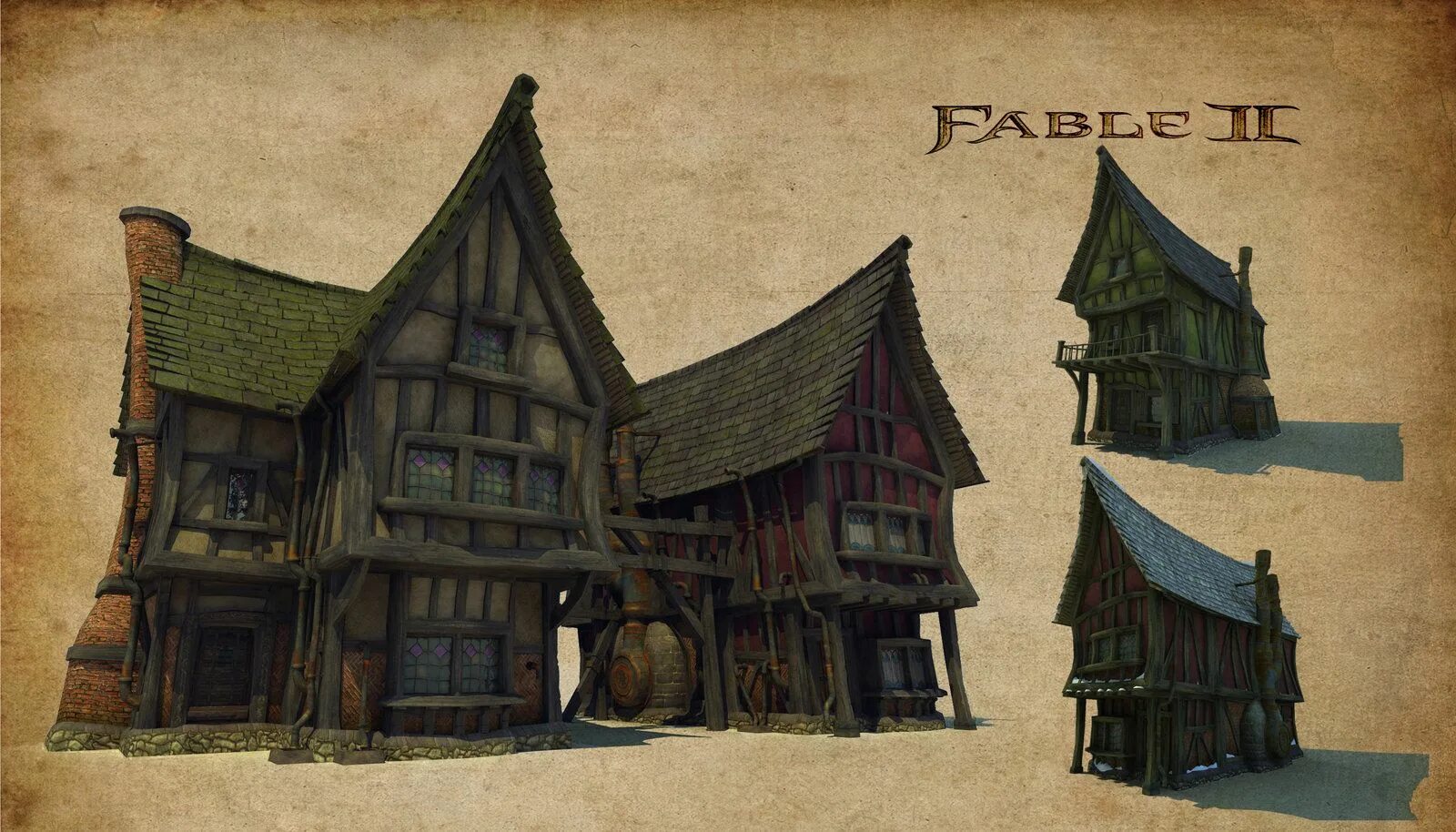 Fable cottage. Fable домики концепт. Fable 2 Bowerstone Art. Fable 2 город. Fable 2 старинная Хижина.