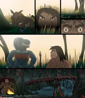 fang (primal), hunter, spear (primal), primal (series), comic, hi res, text...