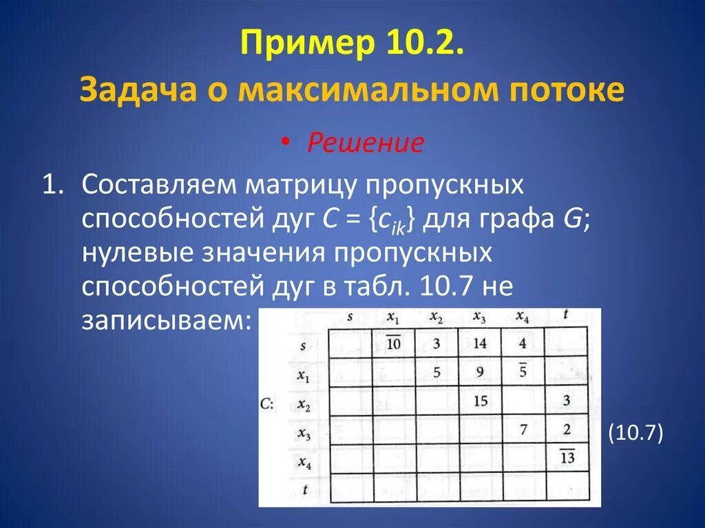 Решение задач о максимальном потоке. Задача о максимальном потоке пример. Матрица пропускной способности. Максимальный поток задачи графы.