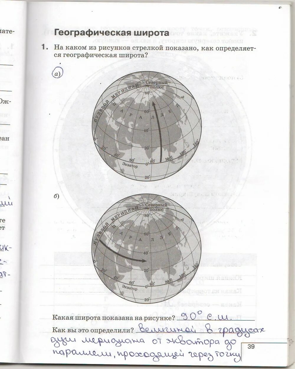 География рабочая тетрадь 6 класс стр 42. Гдз география 6 класс рабочая тетрадь. Рабочая тетрадь по географии 6 класс. Как широта показана на рисунке. Стр 77 номер 9 география