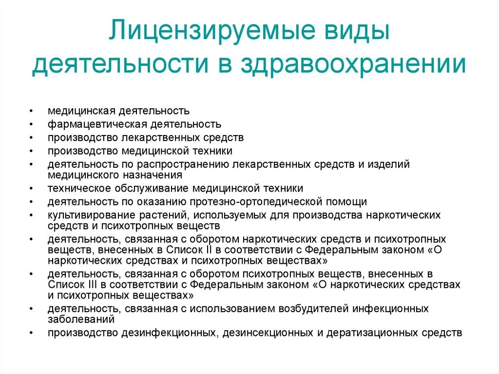 Предприятий деятельность которых связана с. Виды деятельности в здравоохранении. Лицензирование видов деятельности. Лицензируемые виды деятельности. Лицензируемые виды деятельности. Здравоохранение.