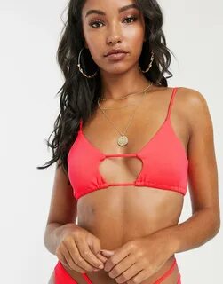 ASOS Synthetic Cut Out Under Boob Bikini Top in Pink (Red) Lyst.