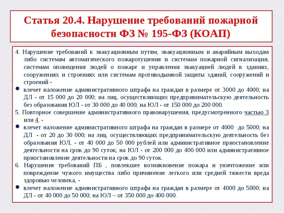 Штрафы за нарушение пожарных правил. Ст 20.4 КОАП. Нарушение противопожарного режима. Ч 1 ст 20.4 КОАП РФ нарушение требований пожарной безопасности. Административные штрафы за нарушение пожарной безопасности.