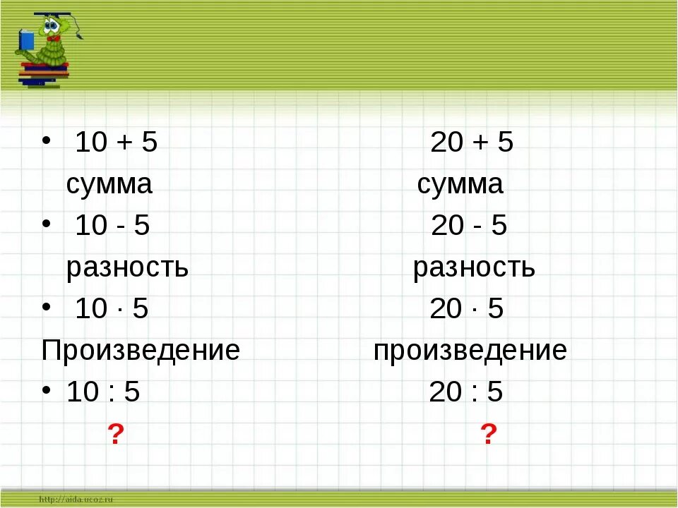 Разность. Сумма произведений. Сумма разность произведение.