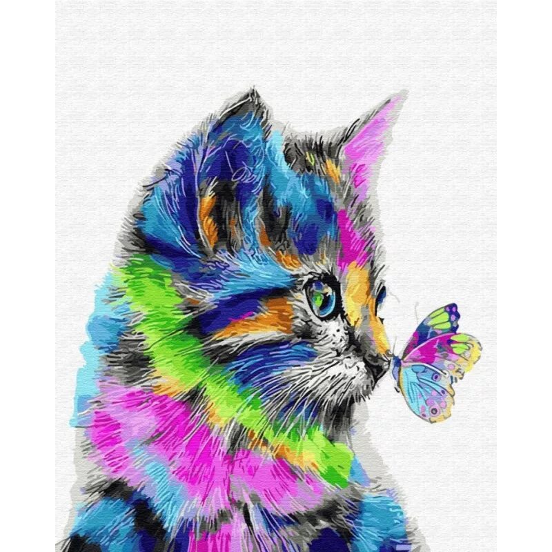 Радужные коты. Разноцветные котики. Разноцветная кошка. Разноцветная картина. Кот рисунок цветной