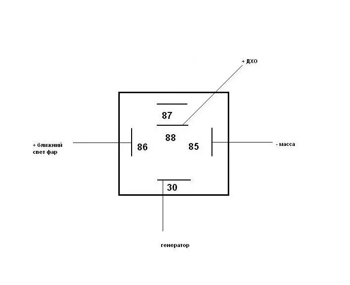 Дхо через генератор. Схема подключения ДХО через 4 контактное реле. Схема подключения реле ходовых огней ближнего света. Четырехконтактное реле схема. Схема четырехконтактного реле 12 вольт.