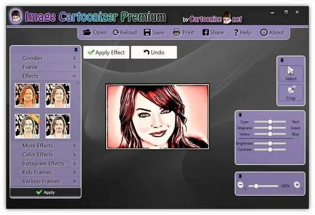 Apply effects. Image Cartoonizer. Prima Cartoonizer русский Интерфейс.