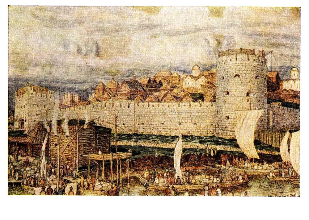 Что произошло в 14 веке. Белокаменный Кремль в Москве 1367 Васнецов.