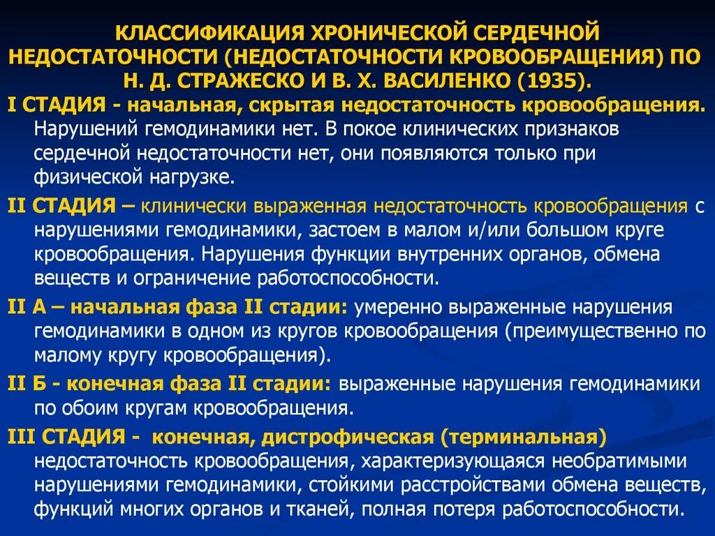 Симптомы недостаточности кровообращения. ХСН Стражеско Василенко. Классификация хронической сердечной недостаточности Стражеско. Классификация хронической сердечной недостаточности Василенко. Терапия декомпенсированной ХСН.