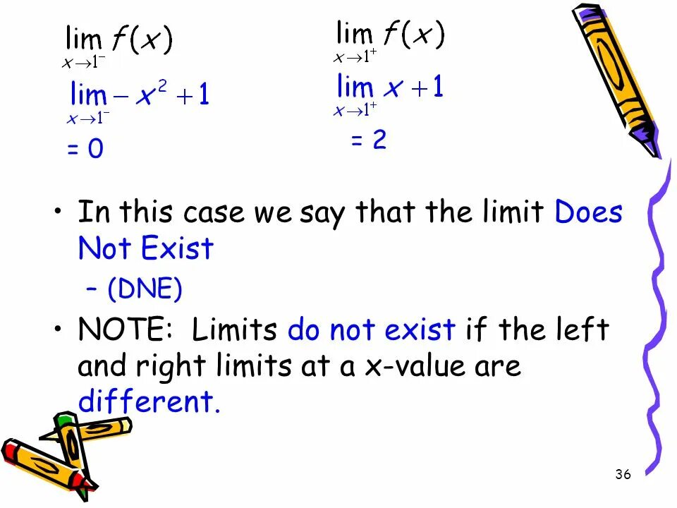 Note limit. When does the limit not exist. Right and left Side limits. The value and limits of rights. Done-Sided limits.