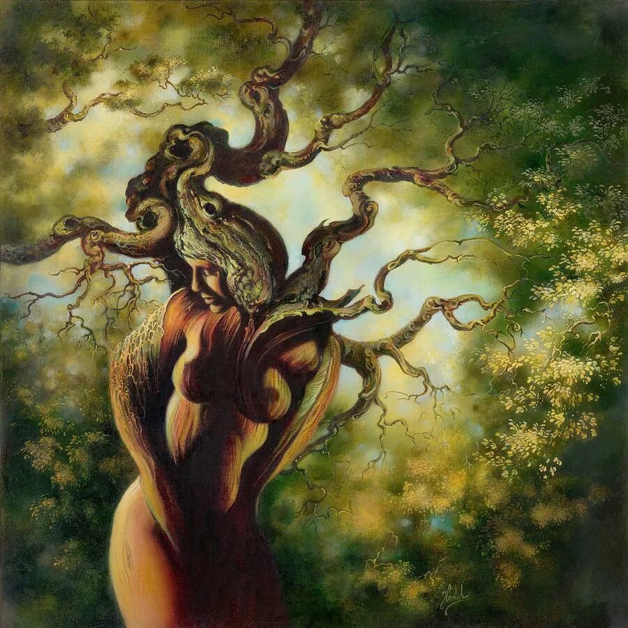 Девушка дерево как называется. Нимфа леса дриада нимфа. Дриады гамадриады. Дерево в виде человека. Мистическое дерево.