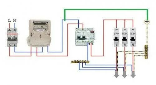 Дифавтомат в частный дом. Схема подключения 2 УЗО В однофазной сети с заземлением. Подключить УЗО однофазной сети. Схема подсоединения УЗО В однофазной сети с заземлением. Схема соединения УЗО без заземления.