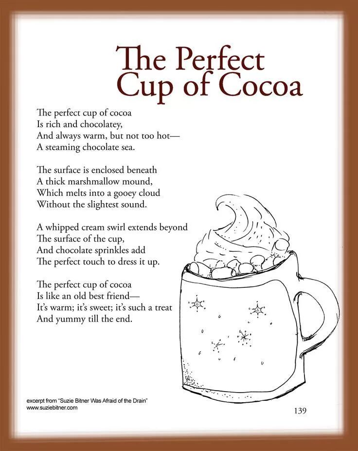 English poems. Poetry for children. Poem about food. Poems about English language. Perfect cups