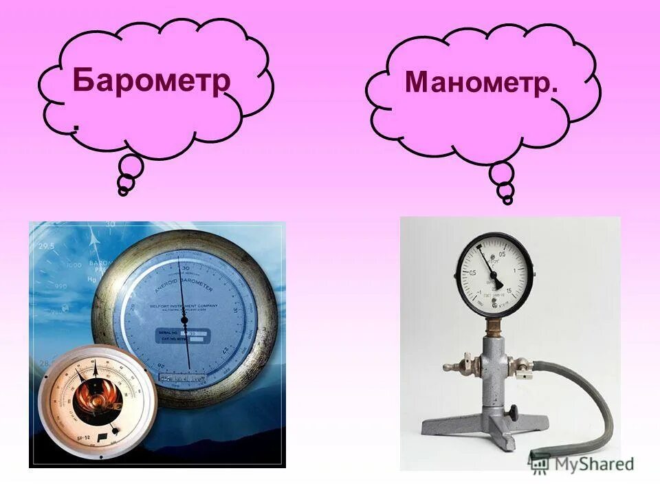 Тест измерения атмосферного давления 7 класс. Таблица барометр анероид и манометр.