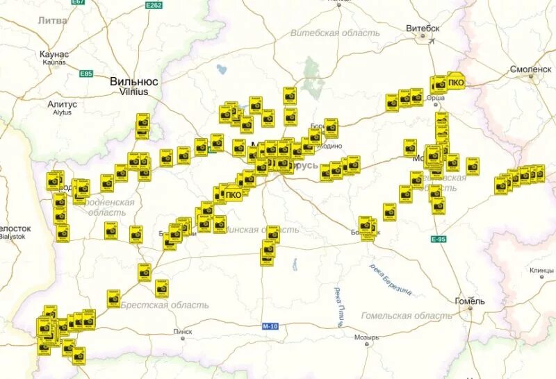Камеры на карте. Карта с камерами видеофиксации. Карта радара. Камеры видеофиксации в Белоруссии.
