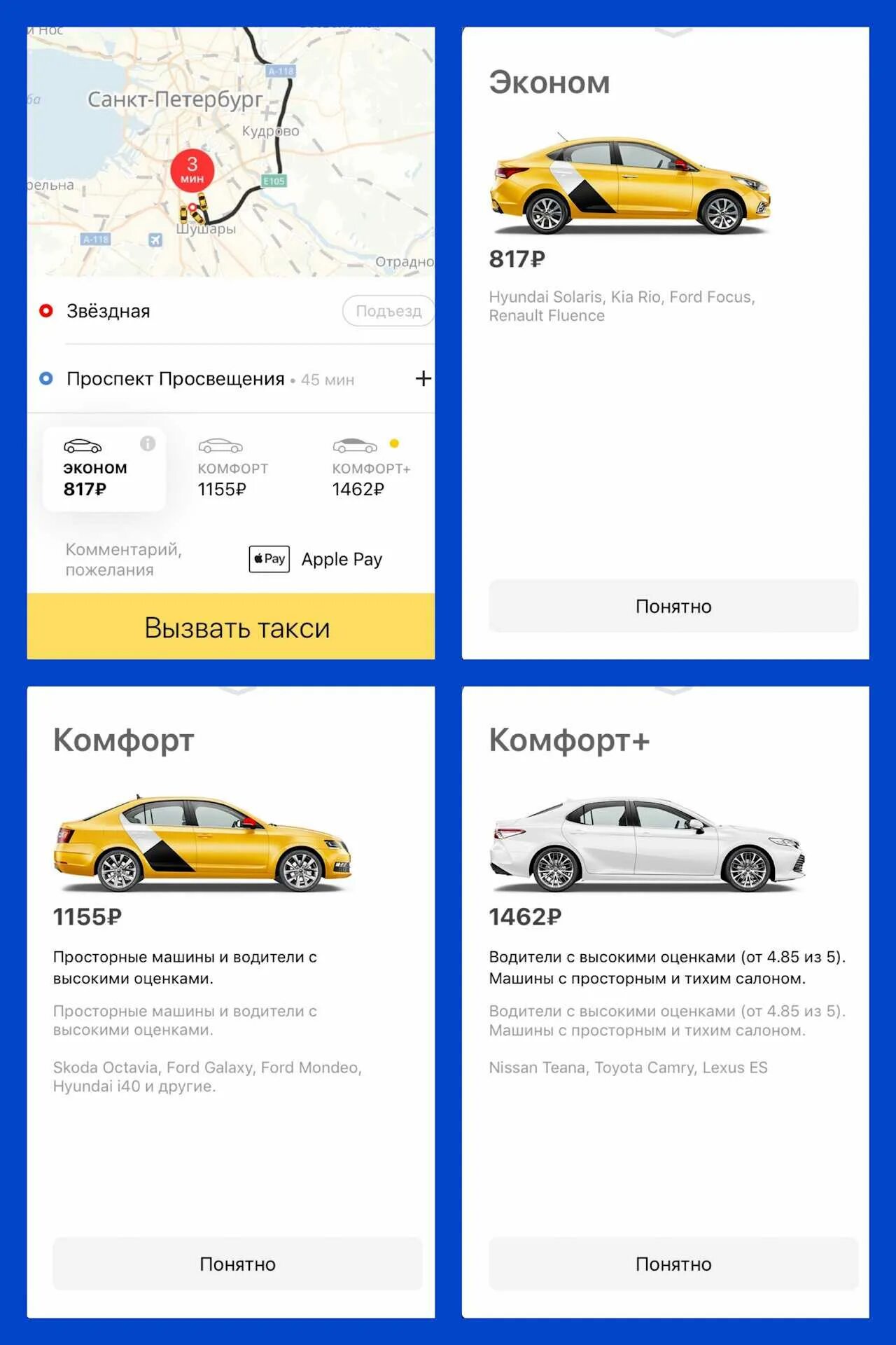 На каких машинах можно работать в яндексе. Эконом комфорт бизнес класс такси. Такси комфорт+ автомобиля.