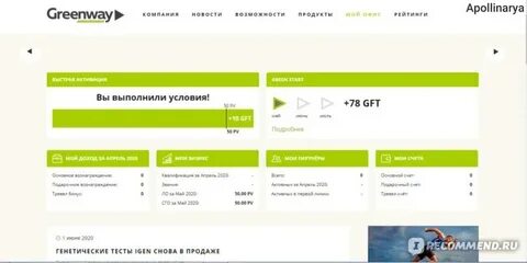 Гринвей внутренний счет