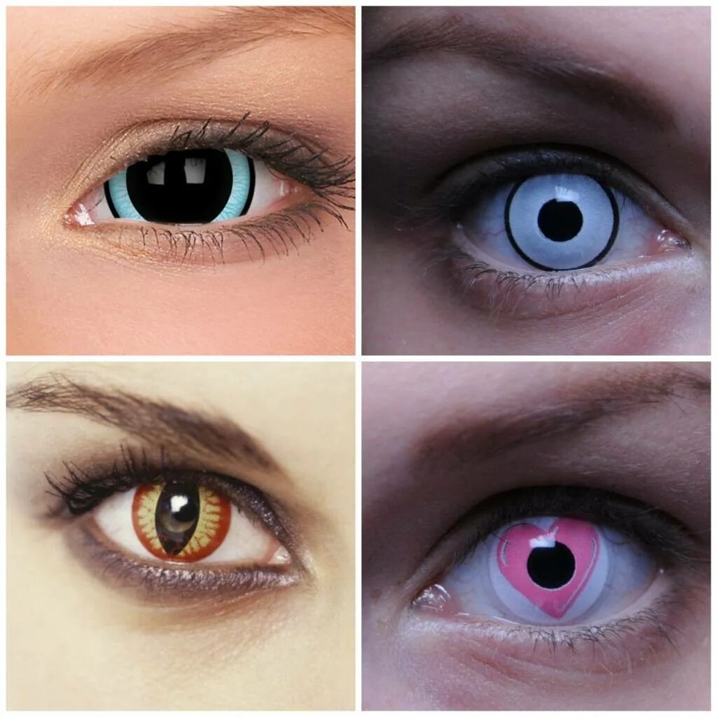 Линзы с экраном. Цветные линзы. Разноцветные линзы для глаз. Цветные контактные линзы. Необычные линзы.