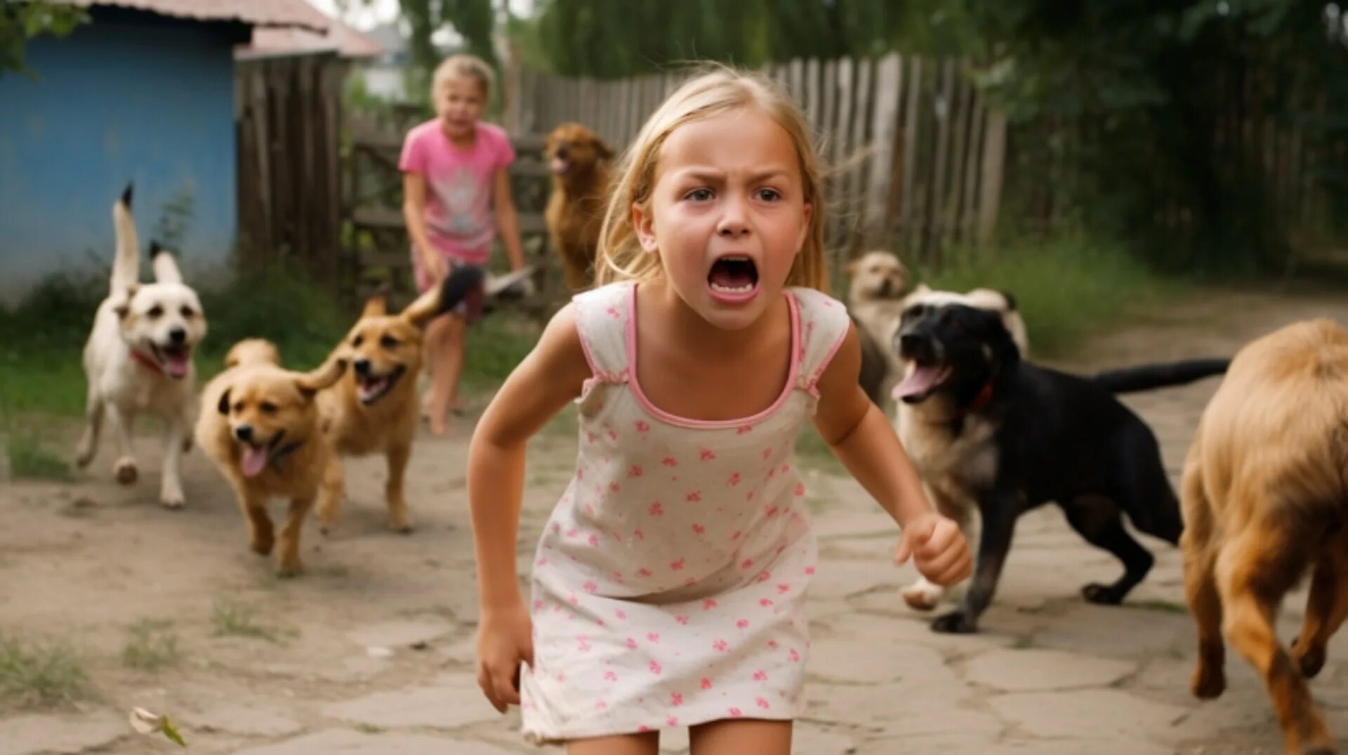 Девочка с собакой. Собаки набрасываются на детей. Нападение собак на девочку.