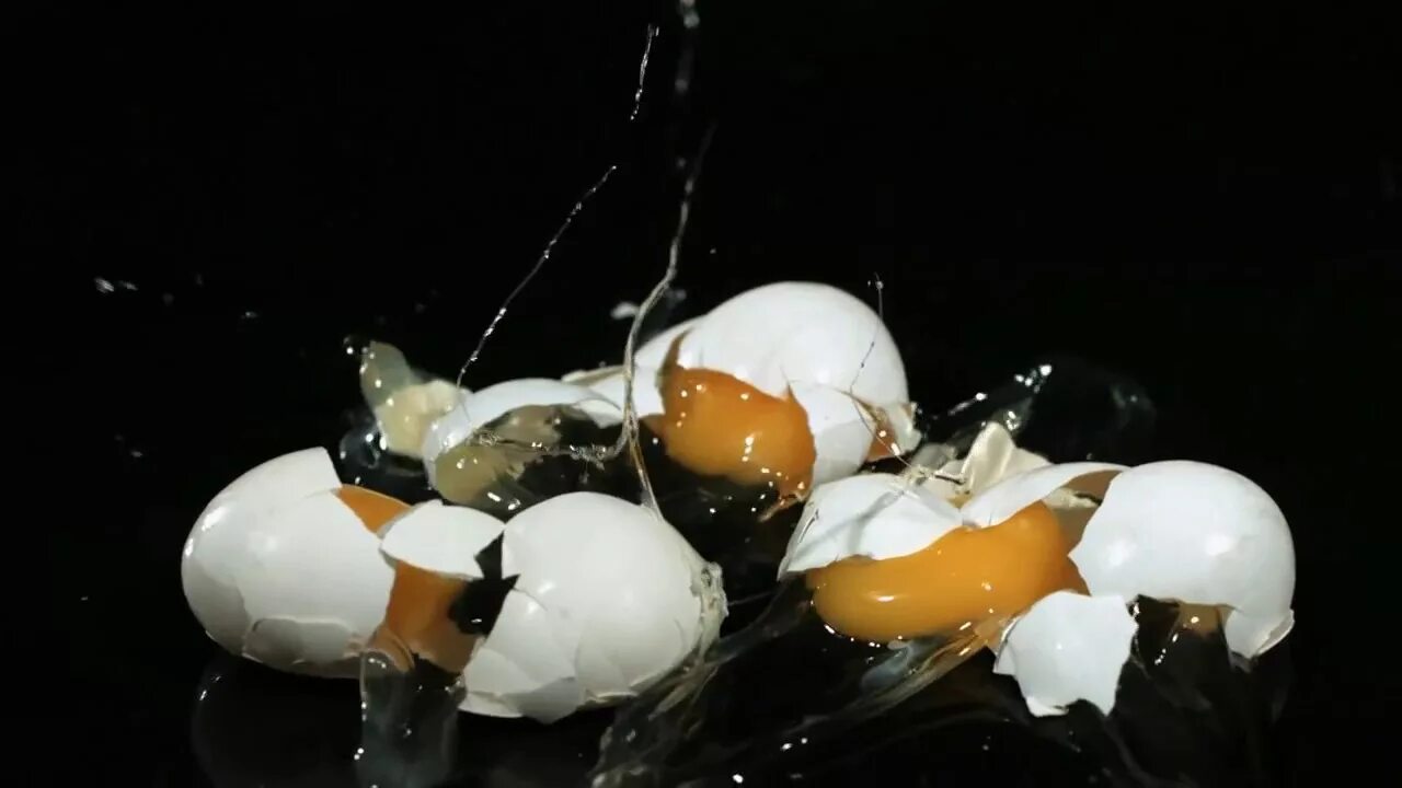 Разбитые яйца. Яйцо разбилось. Разбитое яйцо на черном фоне. Яйцо летит.