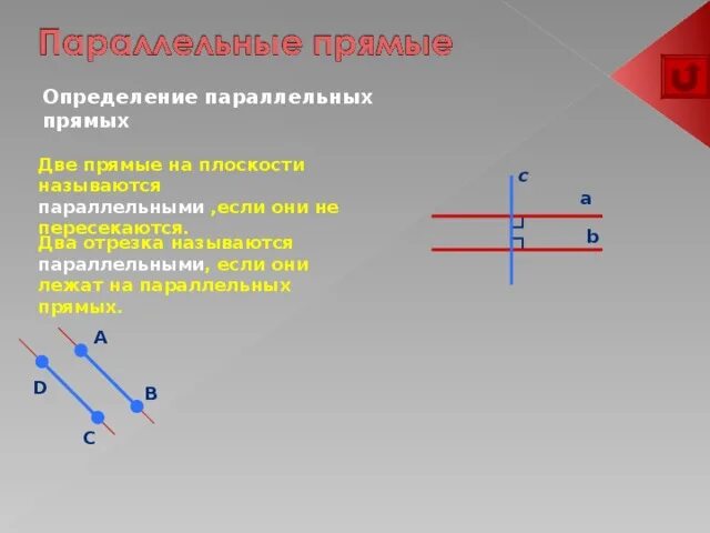 Какой отрезок называется параллельной прямой. Определение параллельных прямых. Определение паралельныхпрямых. Параллельные прямые определение. Определение параллельных прямых и отрезков.