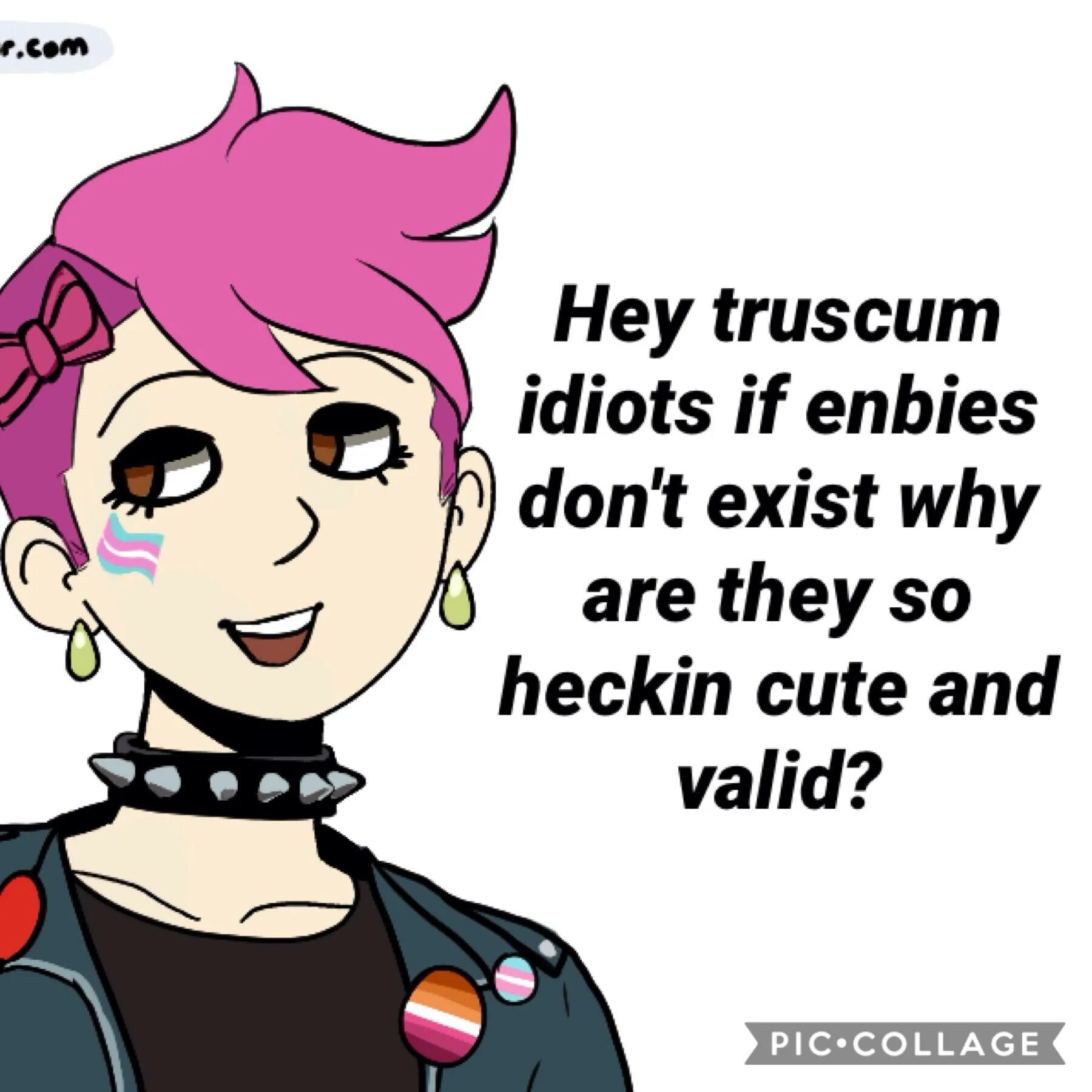 Are exist. Enbies. Pink-haired enbie. So cute Мем. Хей.