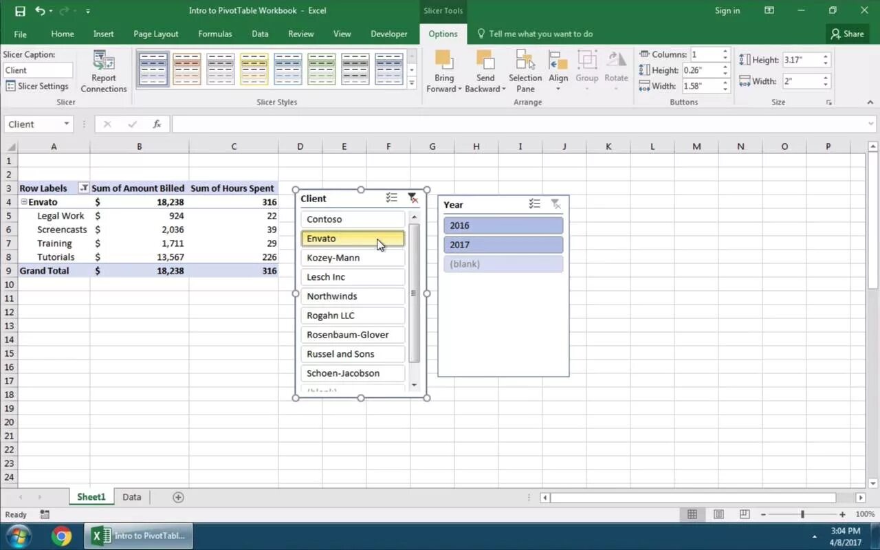 Excel selection